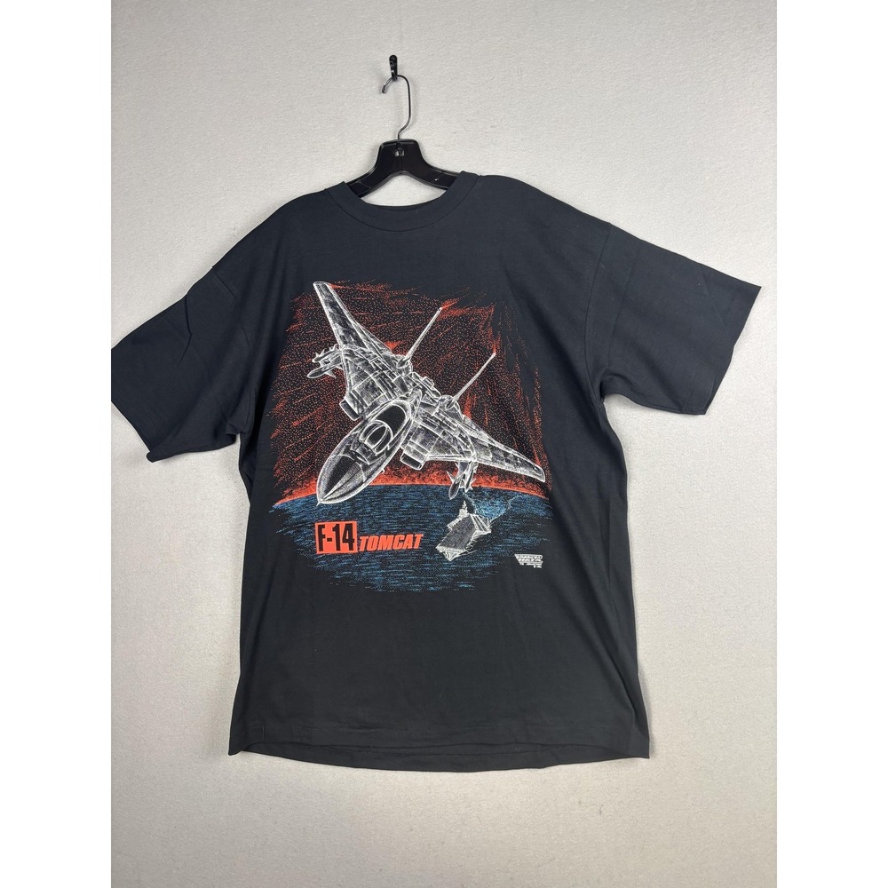 Vintage Belton Shirt Mens XL Black F-14 Tomcat Navy Jet American Eagles 1992 90s